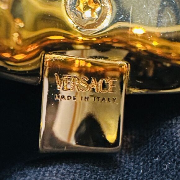Versace Ring Size 23/ US 10 Gold-Tone Greca Logo Embossed Fashion Jewelry NIB - Picture 6 of 9